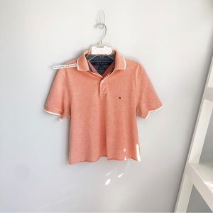 tommy hilfiger coral cropped polo shirt
